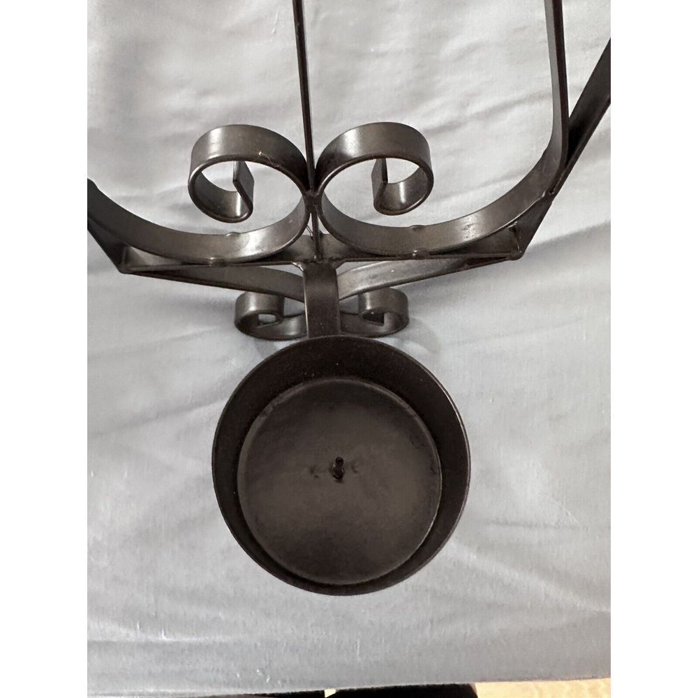 Vintage Metal Wrought Iron Gothic Wall Sconce Candle Holder - Picture 4 of 4
